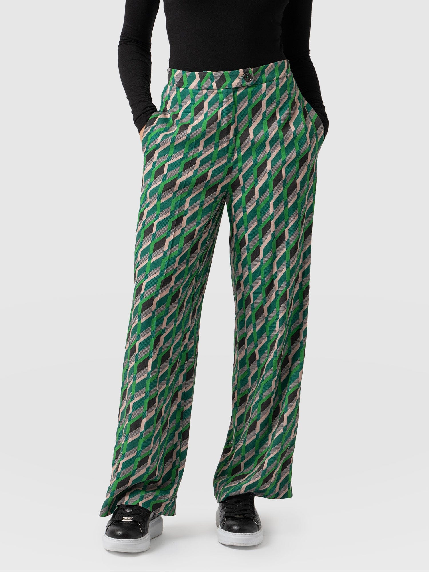 Aimee Palazzo Pant Jardin Geo - Women's Trousers | Saint + Sofia® UK